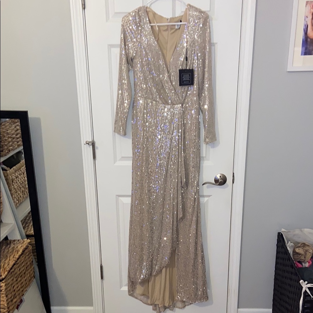 Mac Duggal Gold Sequin Gown